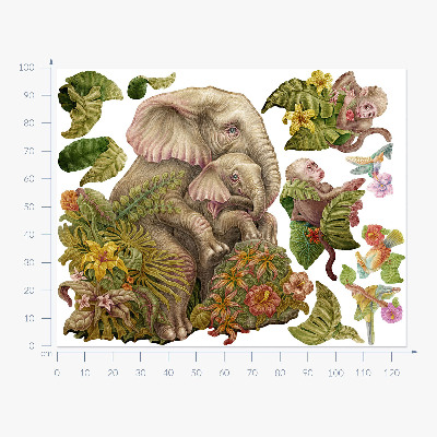 Wall sticker 100x125 Safari with exotic animals and vegetation