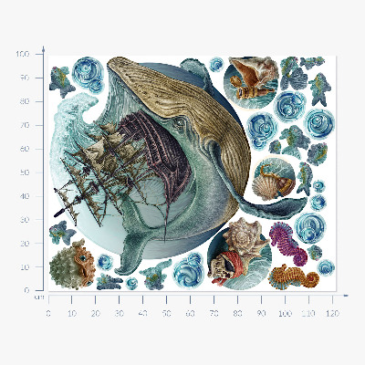 Wall sticker 100x122 An underwater fairy tale with sea animals