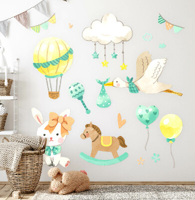 Wall sticker 100x178 Adorable pastel toys in a watercolor style