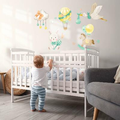 Wall sticker 100x178 Adorable pastel toys in a watercolor style