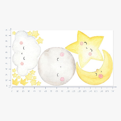 Wall sticker 100x182 Night clouds with stars in pastels
