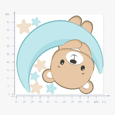 Wall sticker 100x110 A cute teddy bear against the background of the moon and stars