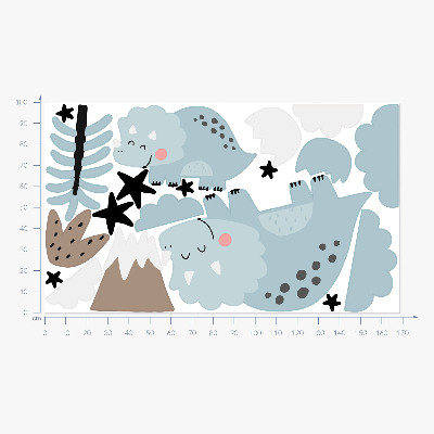 Wall sticker 100x169 Dinosaurs in pastel vegetation
