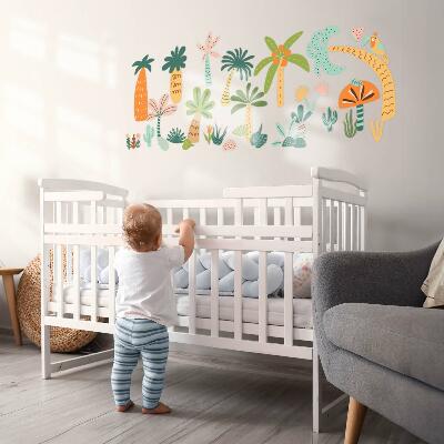 Wall sticker 100x140 Tropical trees in pastel shades