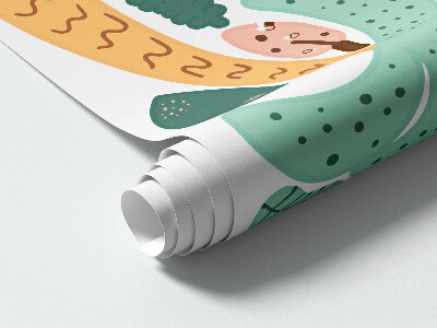 Wall sticker 100x140 Tropical trees in pastel shades