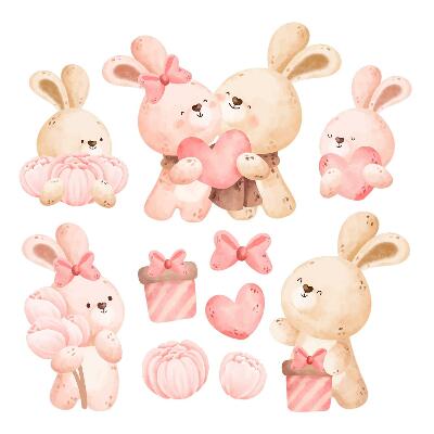 Wall sticker 100x138 Adorable bunnies in a pastel family