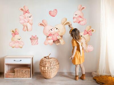 Wall sticker 100x138 Adorable bunnies in a pastel family