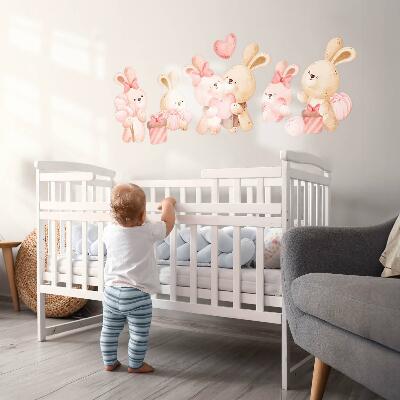 Wall sticker 100x138 Adorable bunnies in a pastel family