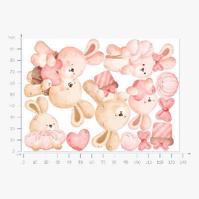 Wall sticker 100x138 Adorable bunnies in a pastel family