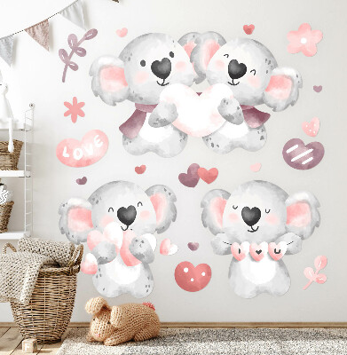 Wall sticker 100x141 Pastel cute koalas in watercolor style