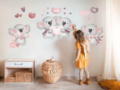 Wall sticker 100x141 Pastel cute koalas in watercolor style