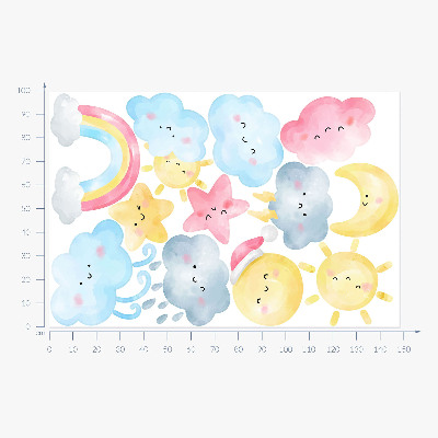 Wall sticker 100x148 Nature pastel sky motifs in watercolor style