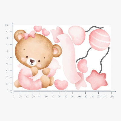 Wall sticker 100x149 A cute teddy bear in a delicate watercolor style