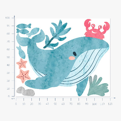 Wall sticker 100x121 An underwater land of watercolor creatures