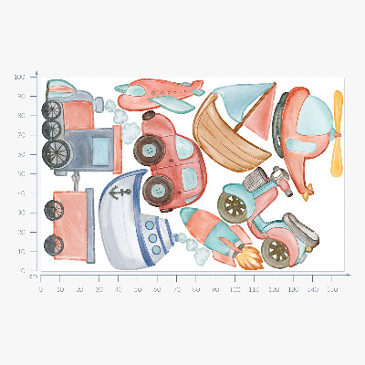 Wall sticker 100x157 Transport watercolors in pastel shades