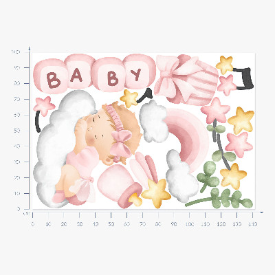 Wall sticker 100x142 Pastel watercolor decorations for a little princess
