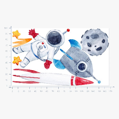 Wall sticker 100x168 Space pastel pattern with astronaut and rockets