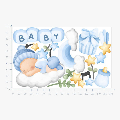 Wall sticker 100x161 Pastel watercolor decorations for a boy