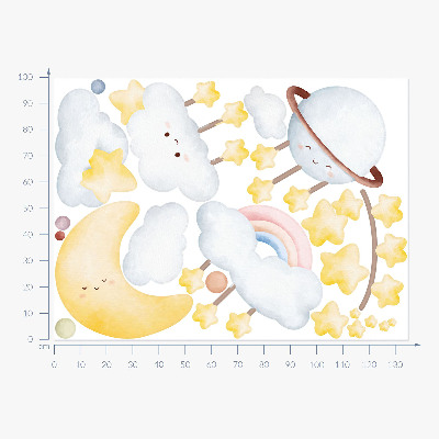 Wall sticker 100x135 Sky and space in boho pastels