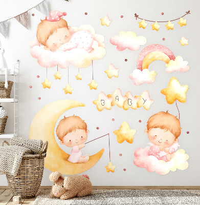 Wall sticker 100x133 Sweet babies on the clouds