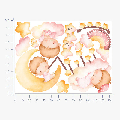 Wall sticker 100x133 Sweet babies on the clouds