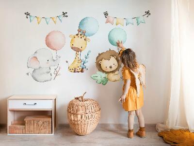 Wall sticker 100x153 Pastel cute animals with boho balloons