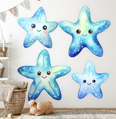 Wall sticker 100x106 Blue starfish in watercolor style