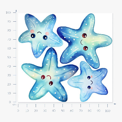 Wall sticker 100x106 Blue starfish in watercolor style
