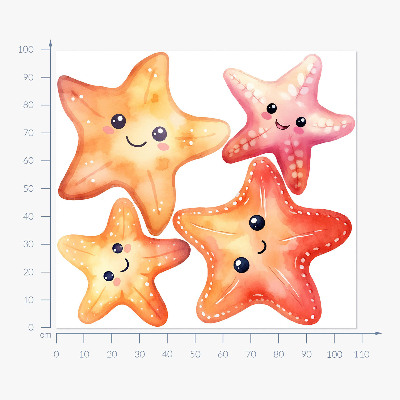 Wall sticker 100x108 Pastel happy starfish in watercolor style