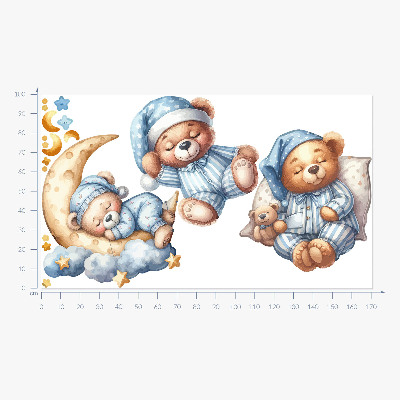 Wall sticker 100x172 Teddy bears in space watercolor pastel sky