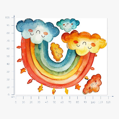 Wall sticker 100x119 Colorful clouds and rainbow watercolor sky