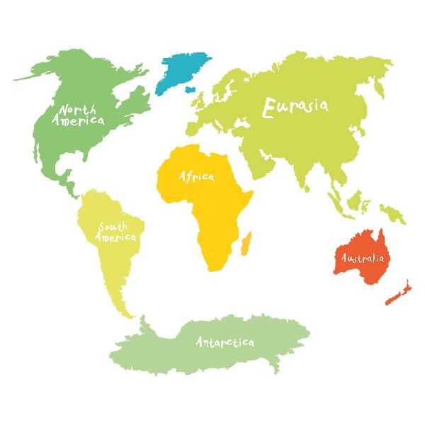Wall sticker 100x145 Pastel continents map graphic illustration