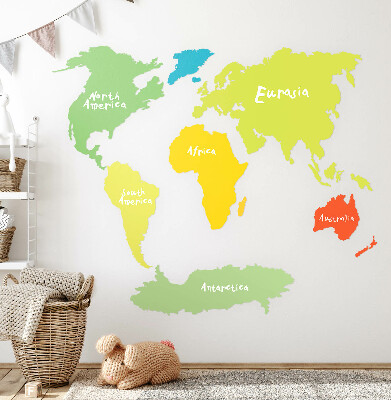 Wall sticker 100x145 Pastel continents map graphic illustration