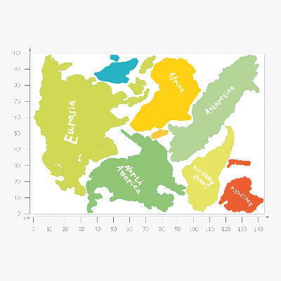 Wall sticker 100x145 Pastel continents map graphic illustration