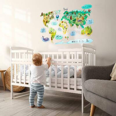 Wall sticker 100x156 Colorful world map with continents and nature