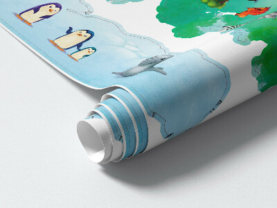 Wall sticker 100x156 Colorful world map with continents and nature