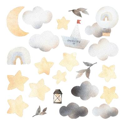 Wall sticker 100x118 Pastel watercolor heavenly nature motifs