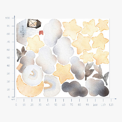 Wall sticker 100x118 Pastel watercolor heavenly nature motifs