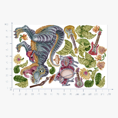 Wall sticker 100x148 Musical dinosaurs in pastel colors