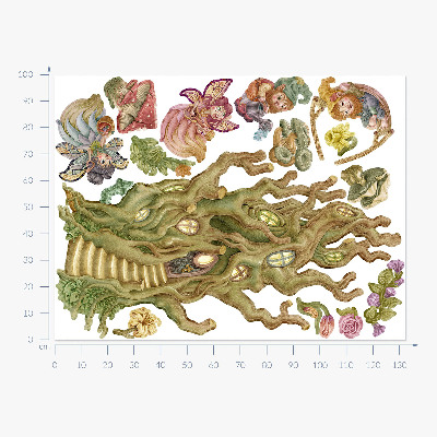 Wall sticker 100x133 Forest creatures and pastel tree houses