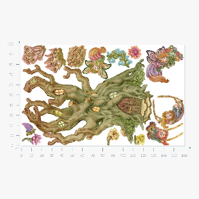 Wall sticker 100x161 Forest magic: fairies, dwarves and a pastel house