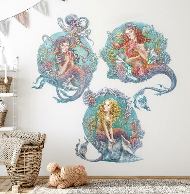 Wall sticker 100x128 Underwater fairy tales with little mermaids in pastel