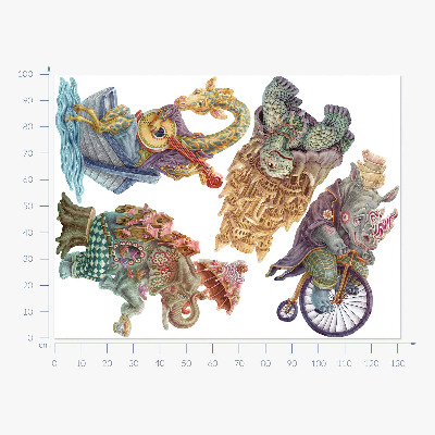 Wall sticker 100x132 Pastel drawings of magical animals