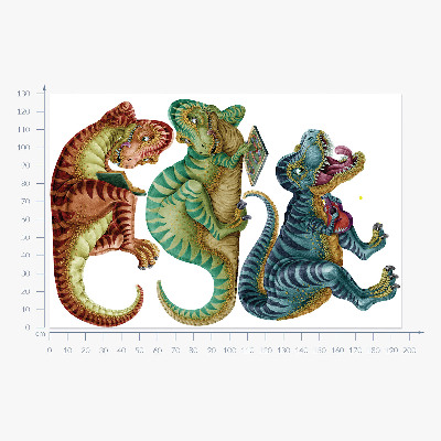 Wall sticker 130x195 Dinosaurs in a cheerful cartoon version