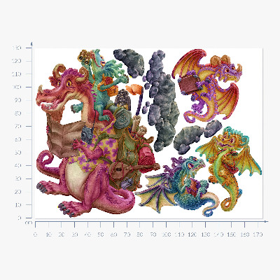 Wall sticker 130x174 A cartoon family of dragons