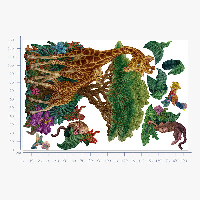 Wall sticker 130x194 Safari with wild animals in cartoon form