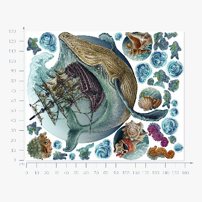 Wall sticker 130x159 An underwater fairy tale with sea animals