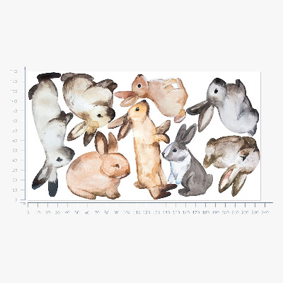 Wall sticker 130x235 Pastel bunnies in watercolor technique
