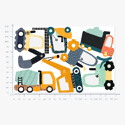Wall sticker 130x197 Workers' vehicles in construction colors