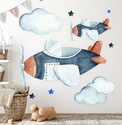 Wall sticker 130x222 Pastel planes on a watercolor background
